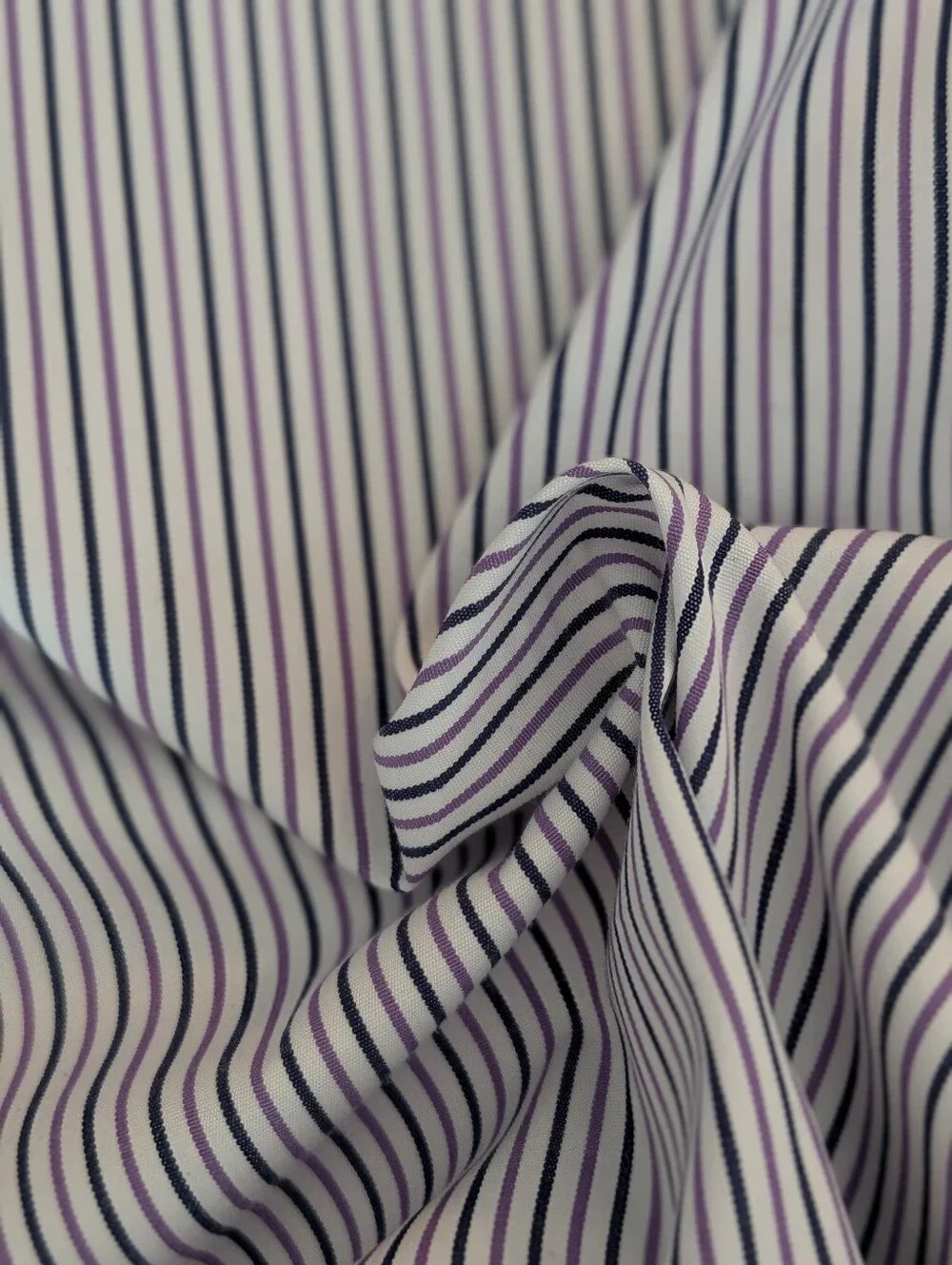 Ralph Lauren Mens Navy Purple White Pinstripe Button-Down Dress Shirt 17 32/33
